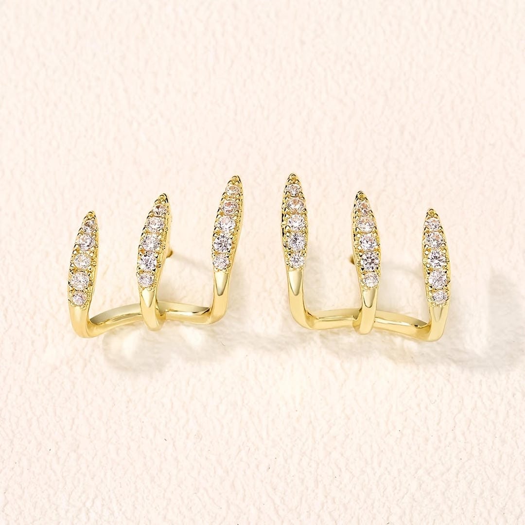 Elegante Strass-Drei-Klauen-Ohrringe