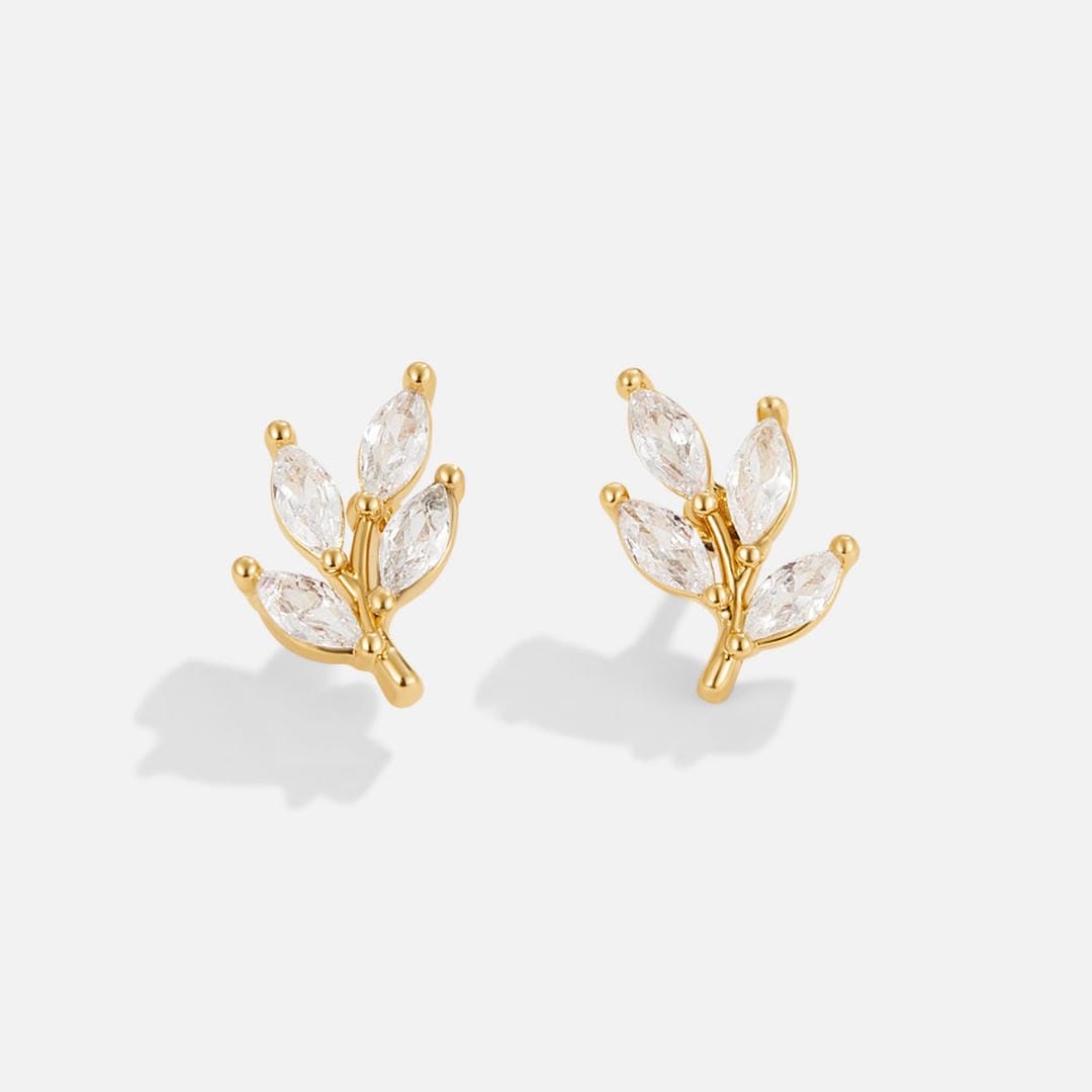 Kristall Chic Blatt-Ohrringe