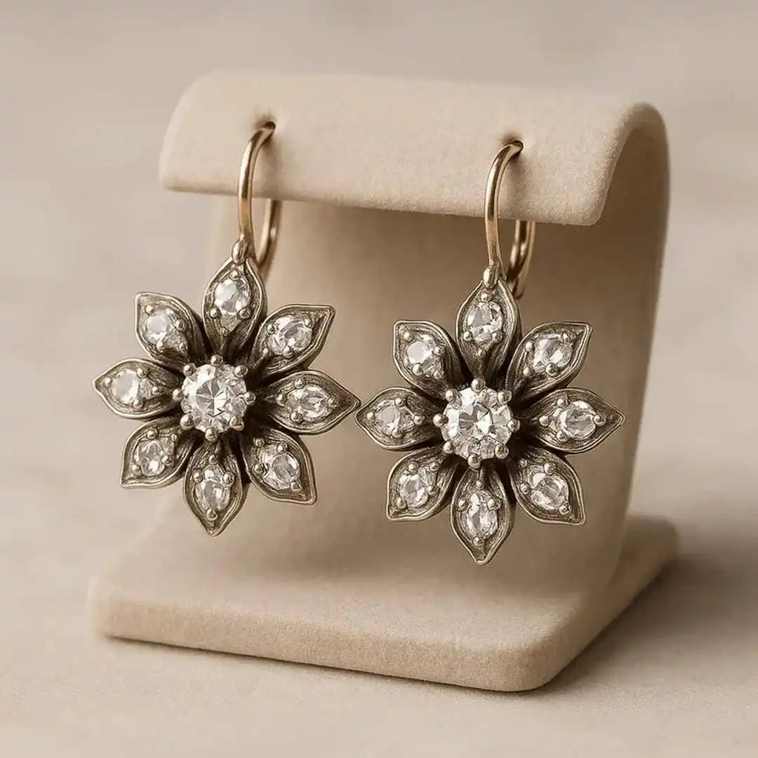 Vintage Kristall-Blumen-Ohrringe