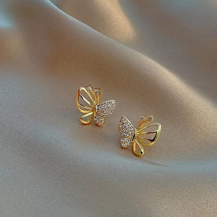 Schmetterling Pavé Gold-Ohrstecker