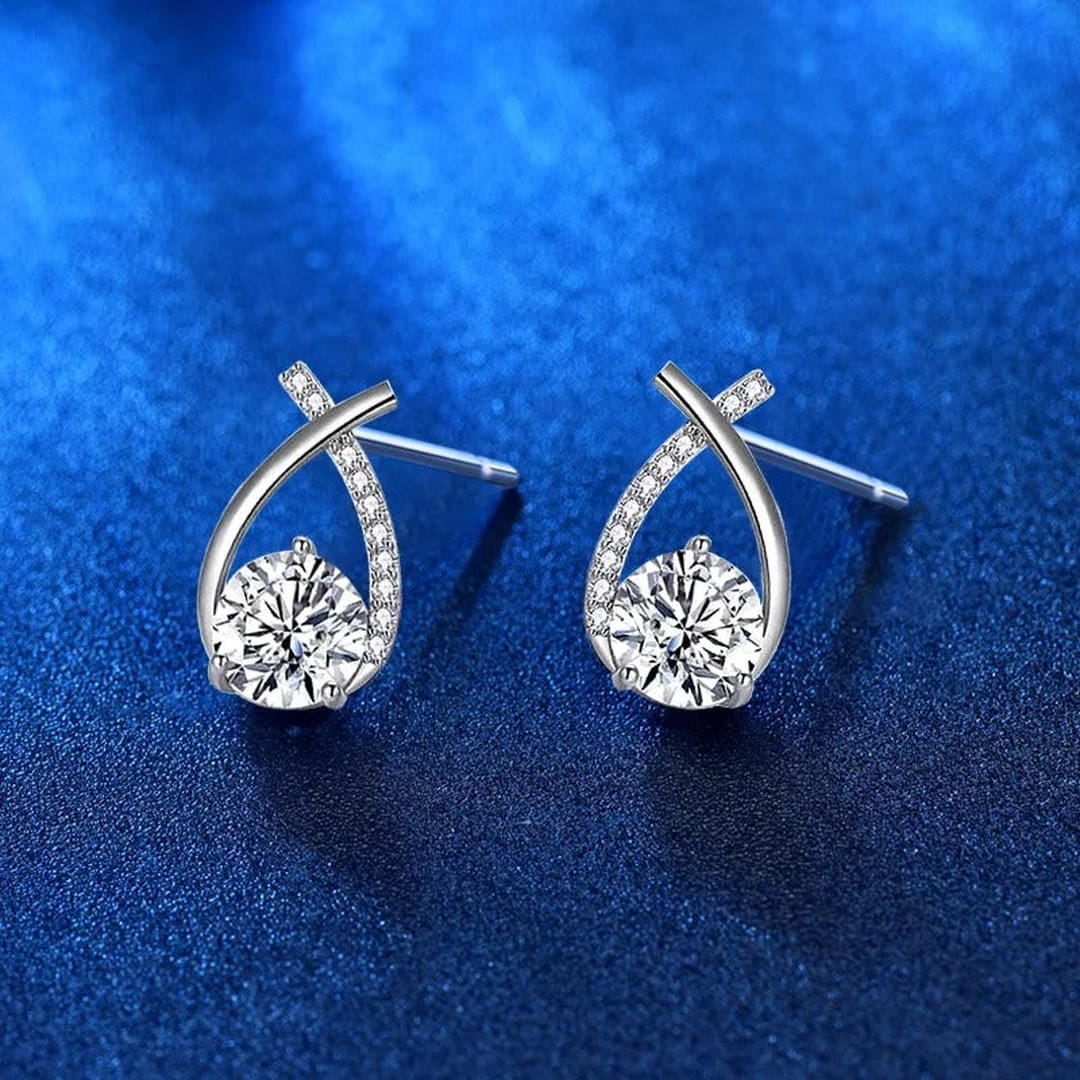 Luxuriöse gedrehte Tropfen-Cubic-Stud-Ohrringe