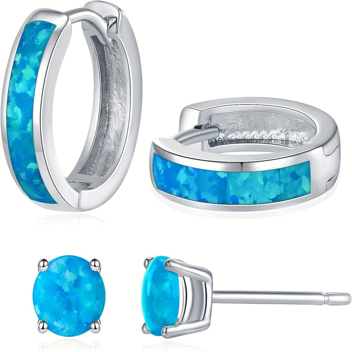 Irisierende Opal-Ohrring-Set