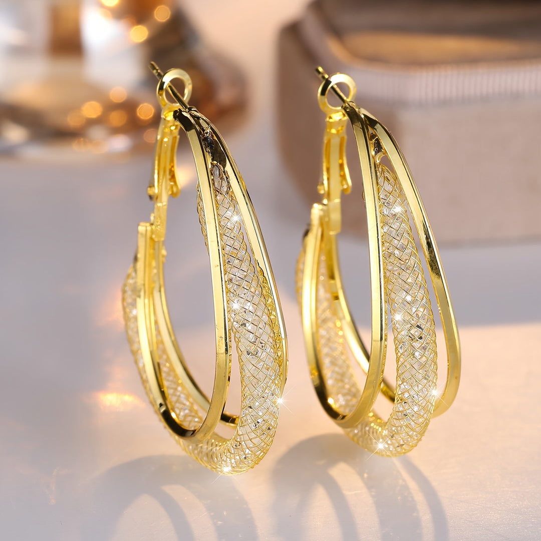 Luxuriöse Zirkonia Mesh Ohrringe aus Weissgold