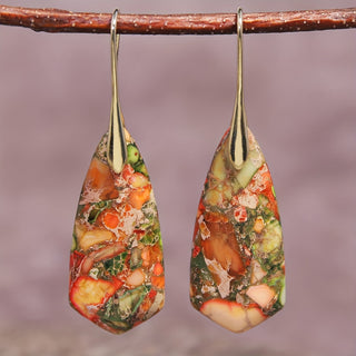 Boho Ohrstecker mit orange-grünen Blumen