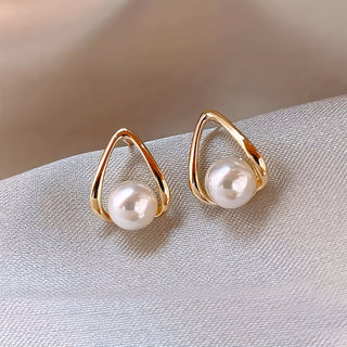 Exquisite geometrische Ohrringe mit Perleninlay