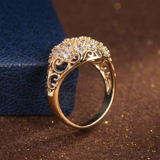 Ring Runde Kristalle Gold