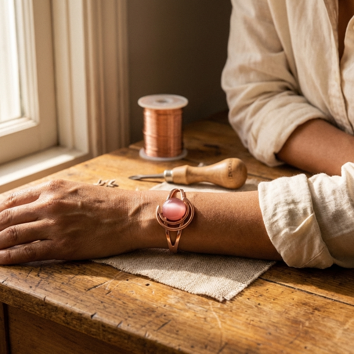 Rundes Armband aus pinkfarbenem Kupfer