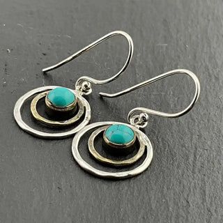 Boho Saturn Ohrringe in Türkis und Gold