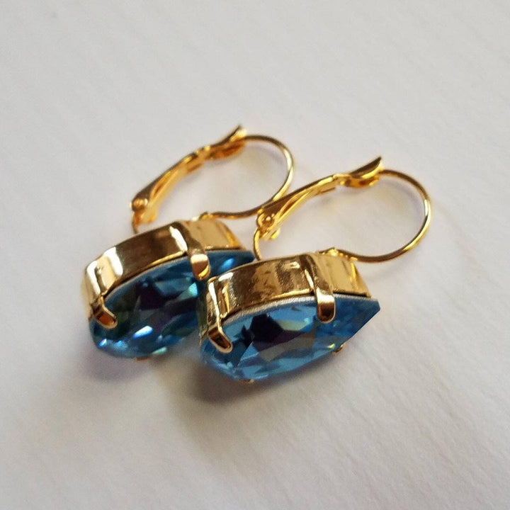 Vintage blaue Glas-Ohrringe
