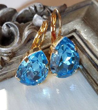 Vintage blaue Glas-Ohrringe