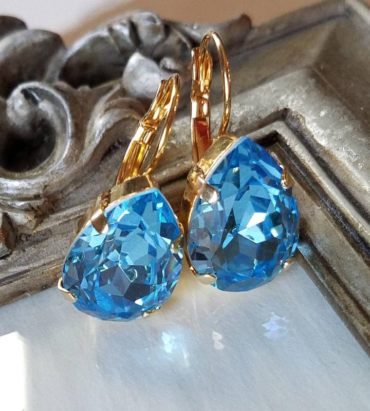 Vintage blaue Glas-Ohrringe