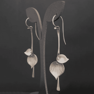 Silberne Vintage Blatt-Ohrringe