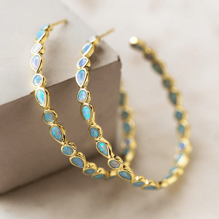 Vintage blaue Opal-Ring-Ohrringe