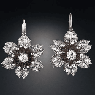 Vintage Kristall-Blumen-Ohrringe
