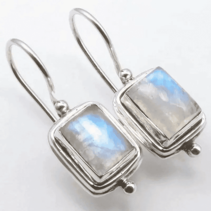 Lustre Quadratische Mondstein-Ohrringe