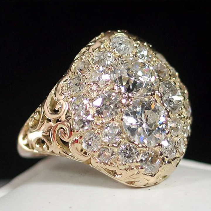 Ring Runde Kristalle Gold