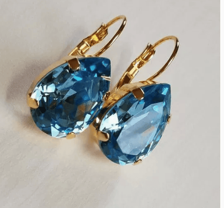 Vintage blaue Glas-Ohrringe