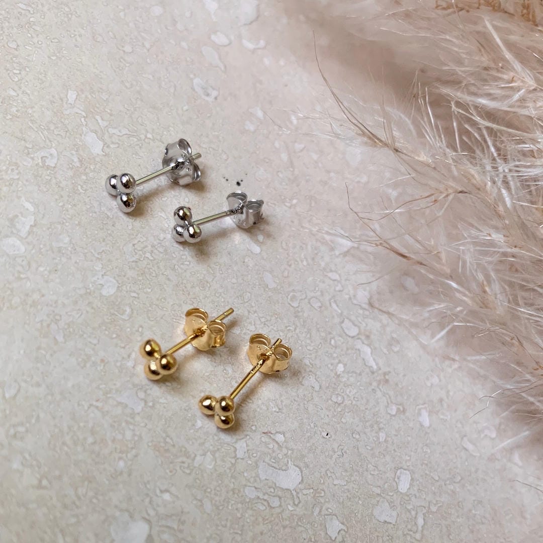 Trio Mikro-Ohrstecker Gold oder Silber