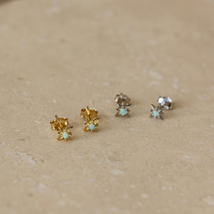 Gold- oder Silber-Opal-Sternenstrahl-Ohrstecker