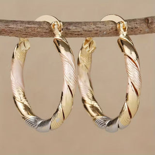 Vintage runde Hoops-Ohrringe in Gold, Silber und Rosé
