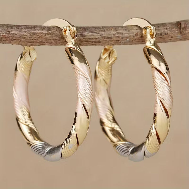 Vintage runde Hoops-Ohrringe in Gold, Silber und Rosé