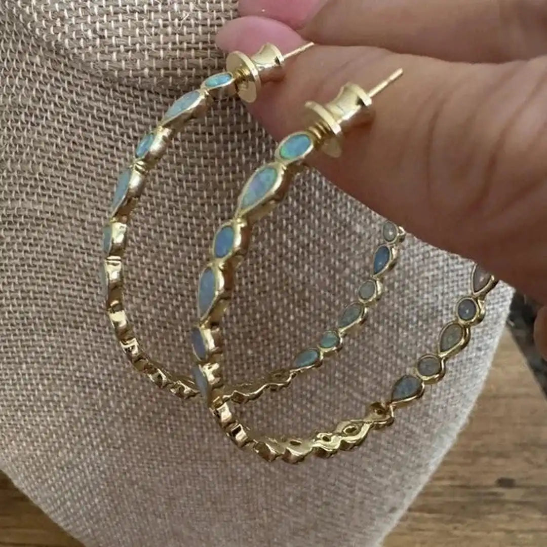 Vintage blaue Opal-Ring-Ohrringe