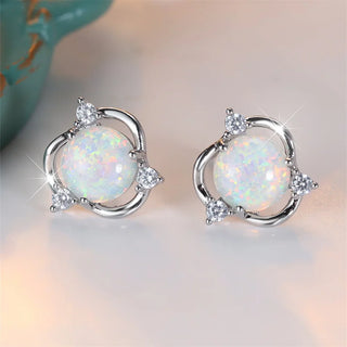Weissgold-Opal-Ohrringe