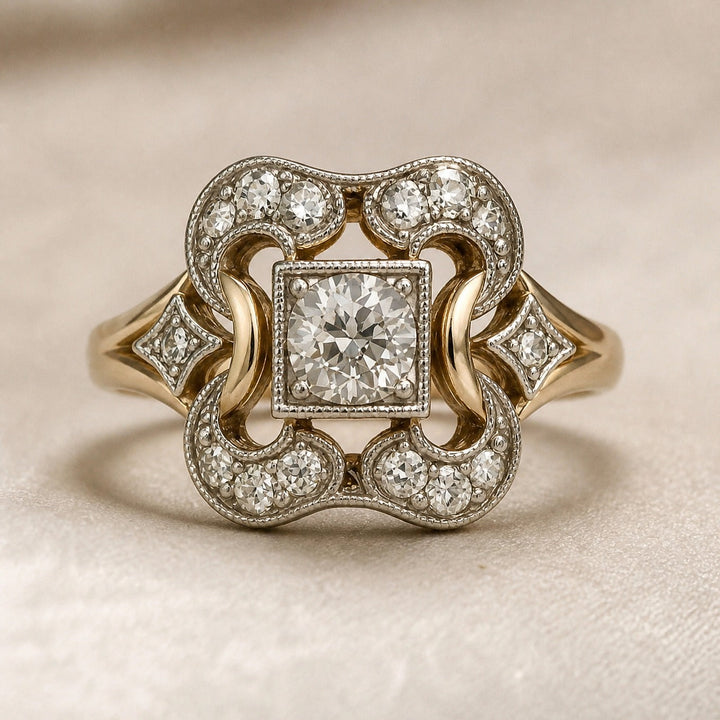 Ring Alte Schule Gold mit Zirkonia