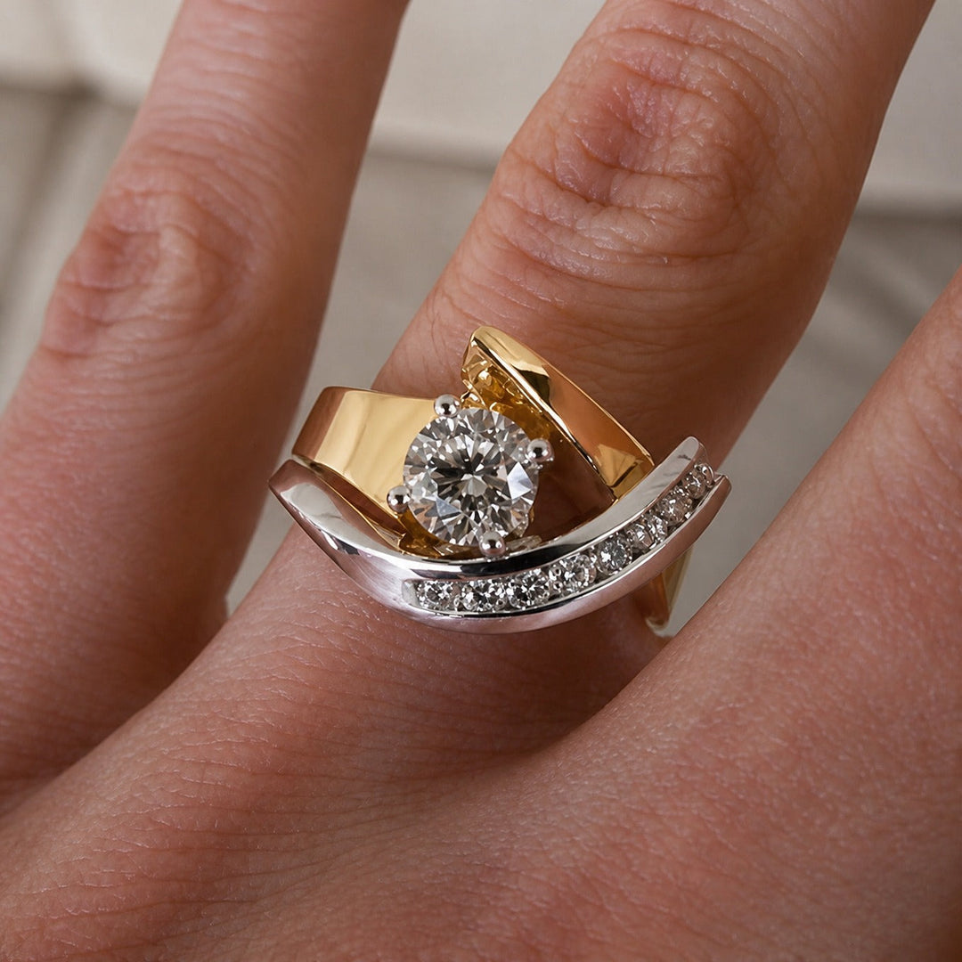 Ring Unregelmässige Form Gold-Silber