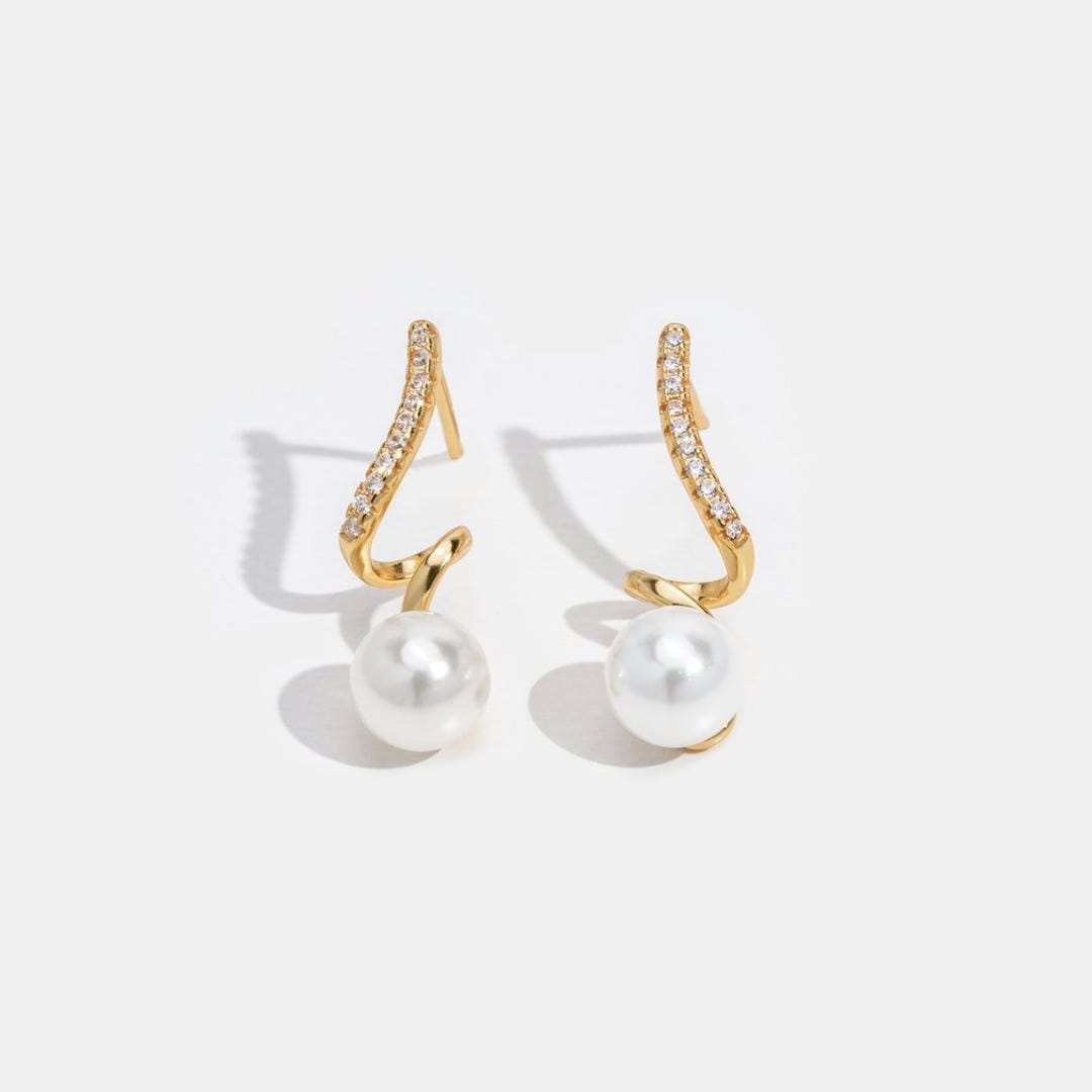 Perlenwelle Gold-Ohrringe