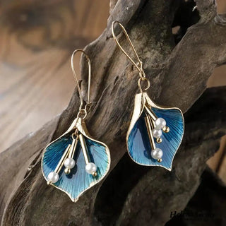 Vintage Silberohrringe mit blauem Lotus